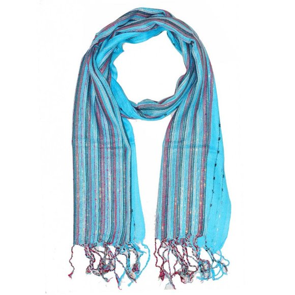 Cotton Lurex Shimmering Stripes Scarf - Picture 1 of 6